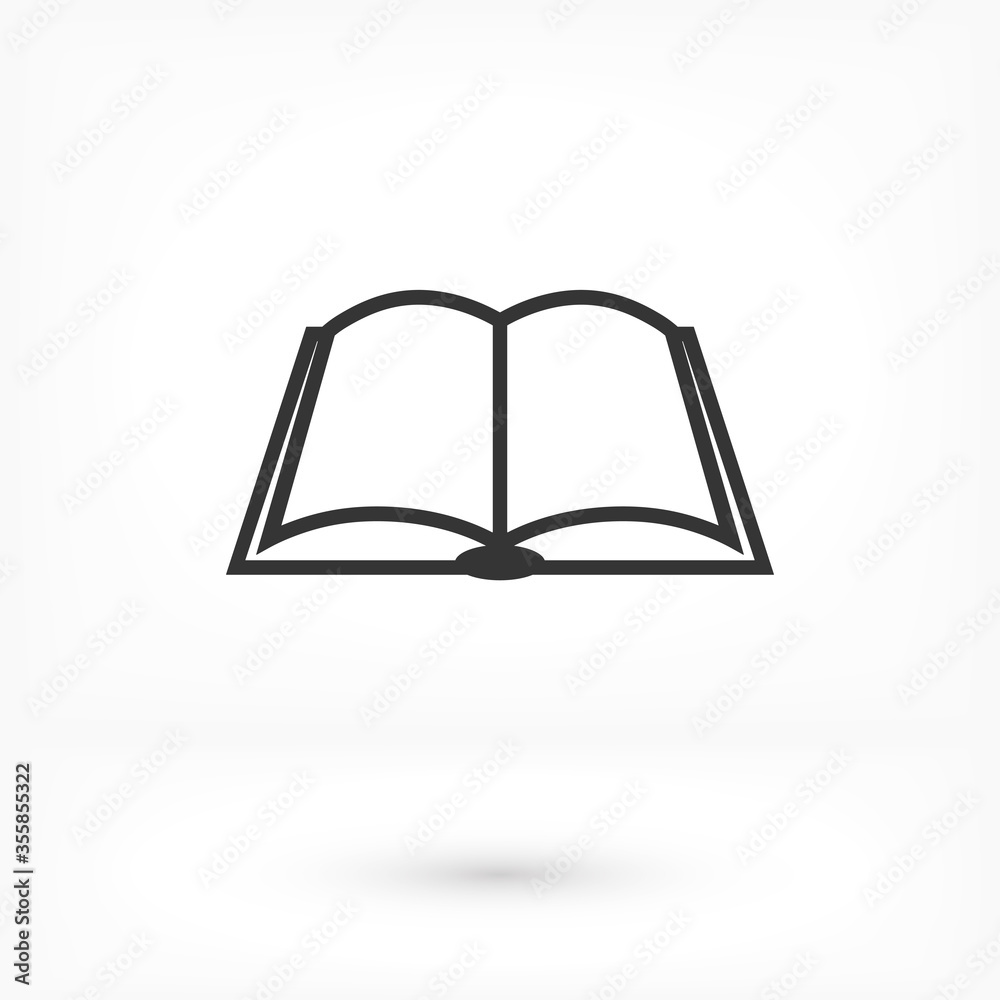 Black open book with text icon. vector icon be used as logo for ...