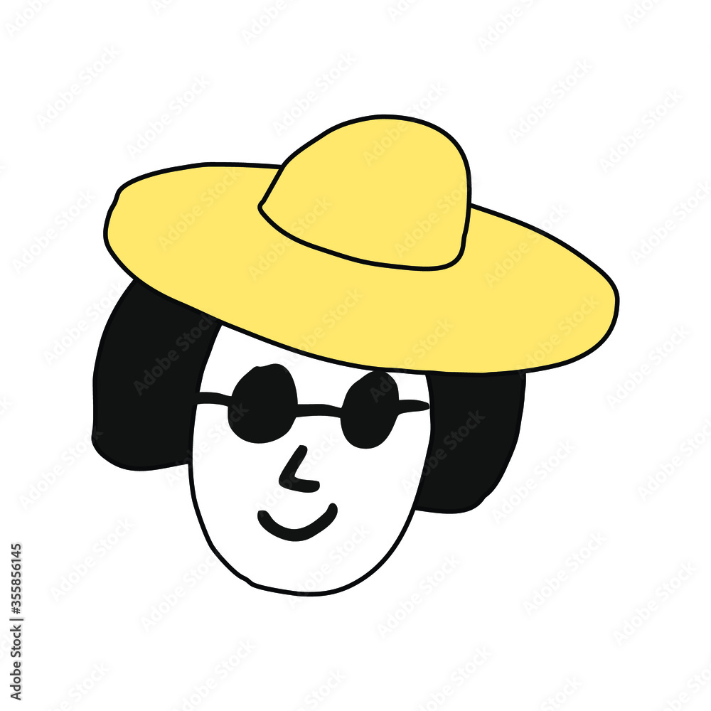 Hand drawn stock vector illustration, in doodle style. Girl in glasses and a hat. Hand drawn stock vector illustration, in doodle style. Girl in glasses and a hat.