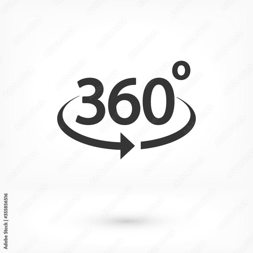 360 degree view vector icon isolated on white background Sign icon 360 degree angle. vector icon Geometric math symbol. vector icon full rotation 360 degree view vector icon isolated on white background Sign icon 360 degree angle. vector icon Geometric math symbol. vector icon full rotation