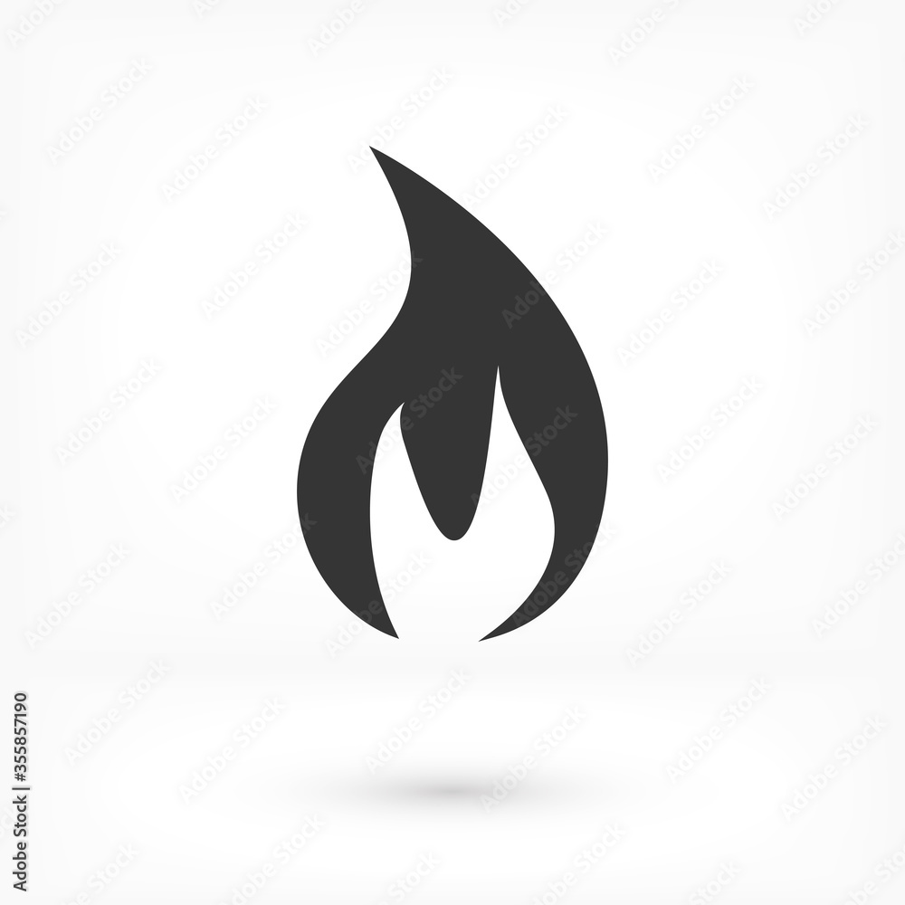 Fire flame icon. Black icon isolated on white background. Fire flame silhouette. Simple icon. Web site page and mobile app design vector Fire flame icon. Black icon isolated on white background. Fire flame silhouette. Simple icon. Web site page and mobile app design vector