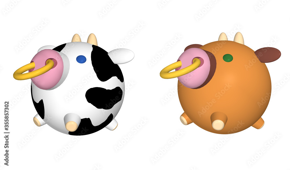 風船のような球体の牛キャラクターイラスト 風船のような球体の牛キャラクターイラスト