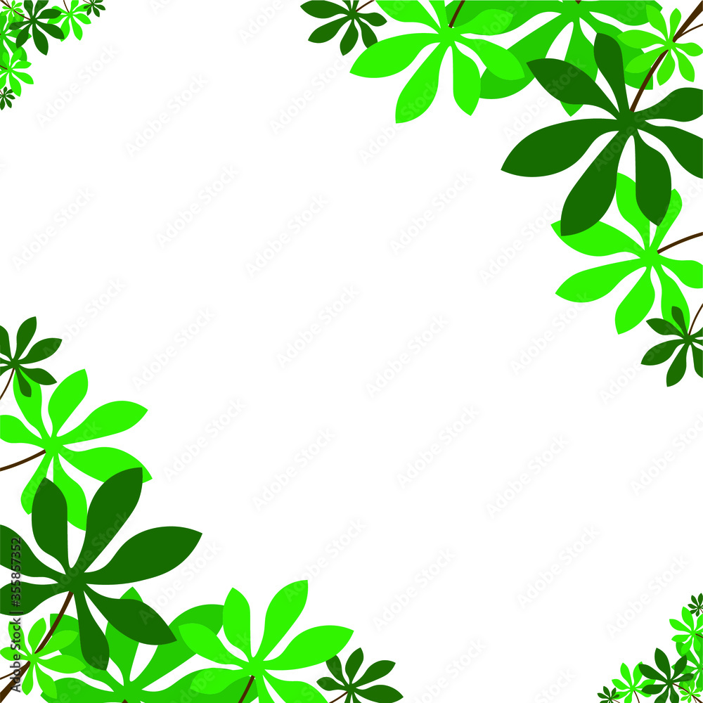 frame for decoration with green leaves. vector illustration