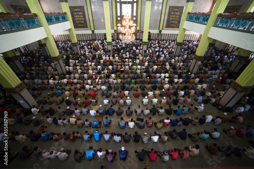 Muslims pray in the mosque