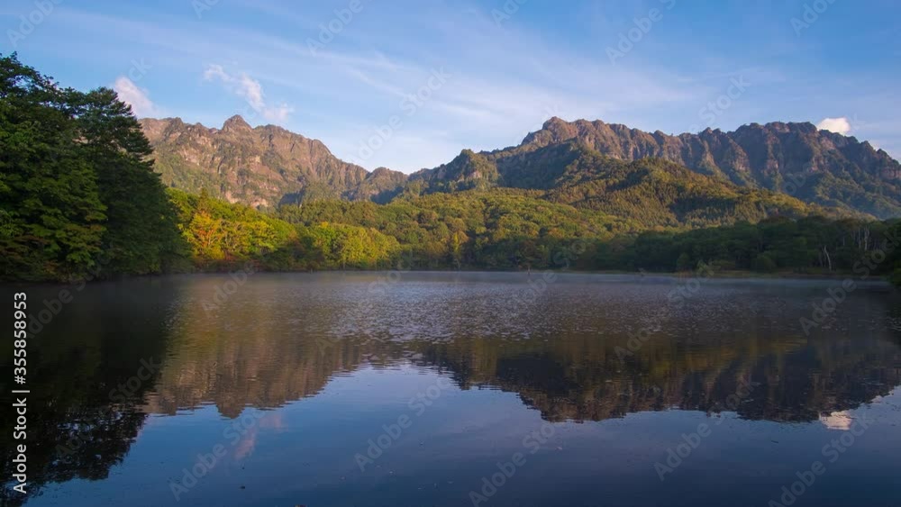 4K Time lapse of Mirror lake or Kagami ike in Japanese located in Nagano city, Japan 4K Time lapse of Mirror lake or Kagami ike in Japanese located in Nagano city, Japan