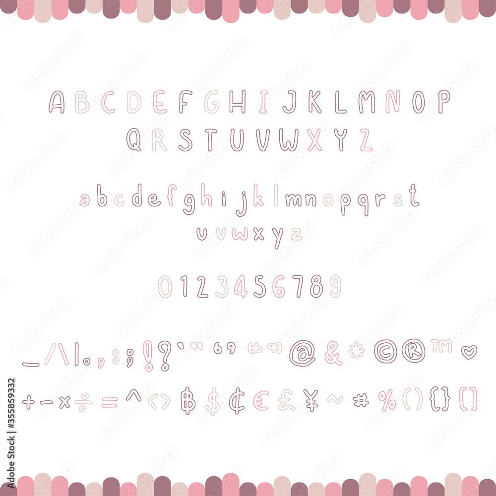 Line alphabets set, handwritten ABC letters and typography elements. Vector illustration.