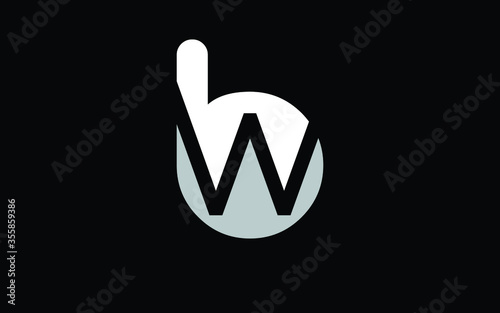bw or wb Letter Initial Logo Design, Vector Template