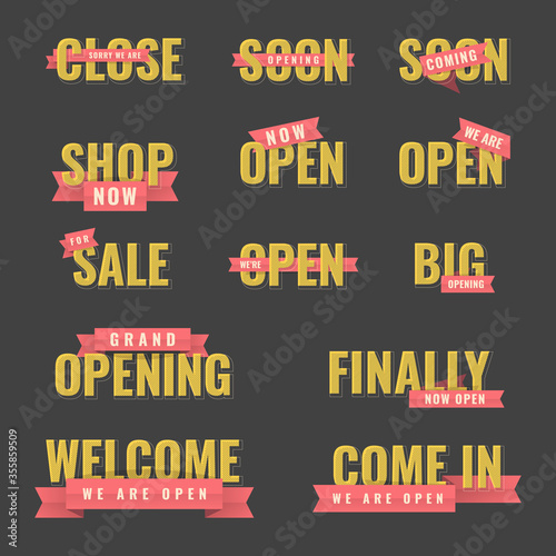 Text Effect of Open and Close with Tape and Line Style for your Business Promotion and Customer Information