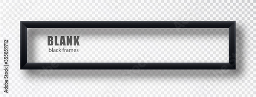 Black horizontal frame template. A long frame in black with a shadow and a place for inscription