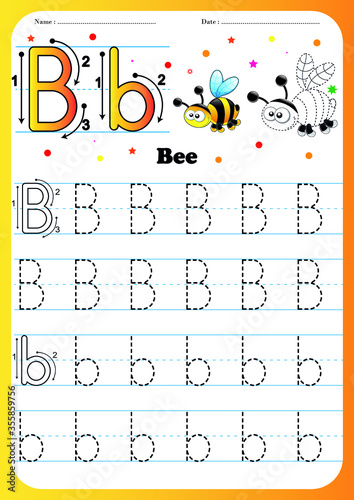 Writing practice letter N printable worksheet for preschool / kindergarten kids to improve basic writing skills