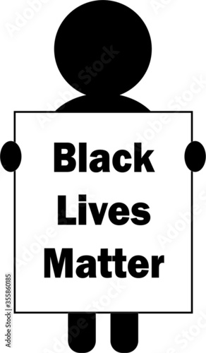 Black lives matter. A black man holding the poster text black lives matter. Protest banner about Human Right of Black People in U.S. America. Stop racism poster. I can't breathe. Vector illustration.