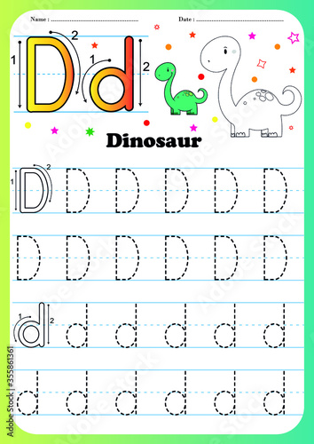 Writing practice letter -  printable worksheet for preschool / kindergarten kids to improve basic writing skills