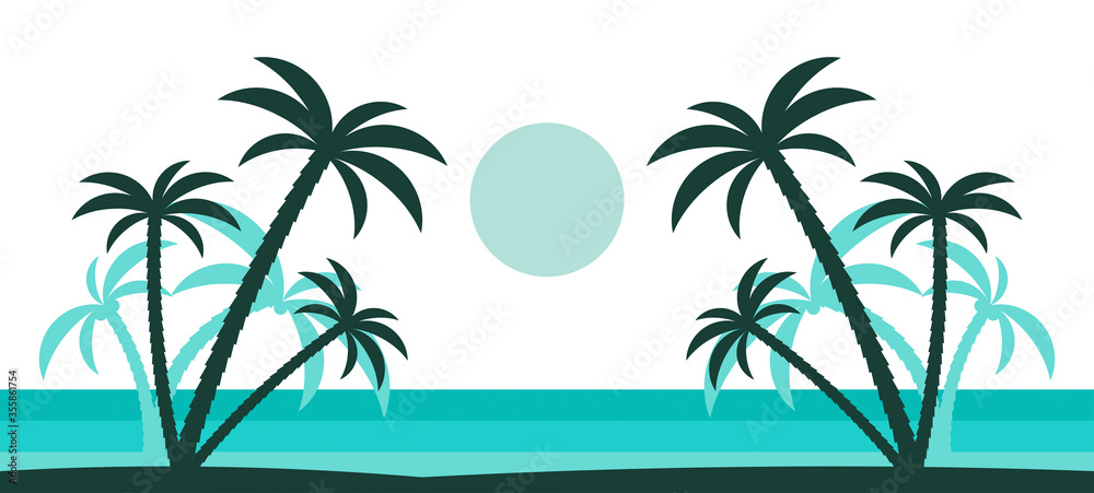  isola tropicale, spiaggia, palme, estate
