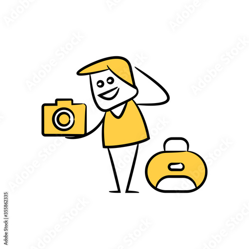 photographer and camera yellow stick figure theme