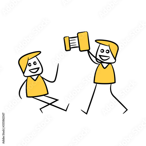 photographer and camera yellow stick figure theme