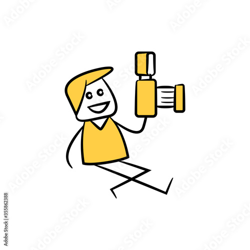 photographer and camera yellow stick figure theme