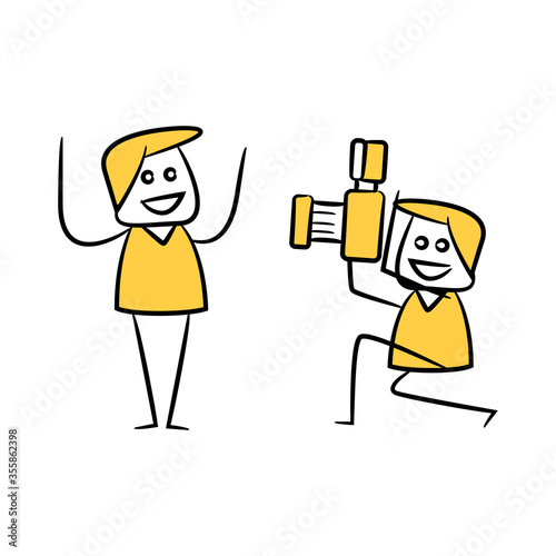 photographer and camera yellow stick figure theme