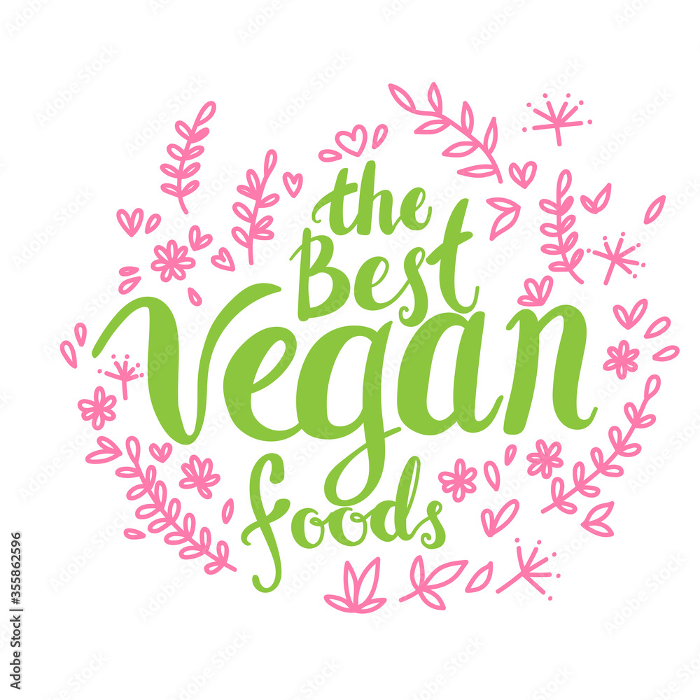 The Best Vegan Food. Hand lettering text. Vegan slogan for print t-shirt totebag, package design, web, souvenir, card etc. vector vegan text