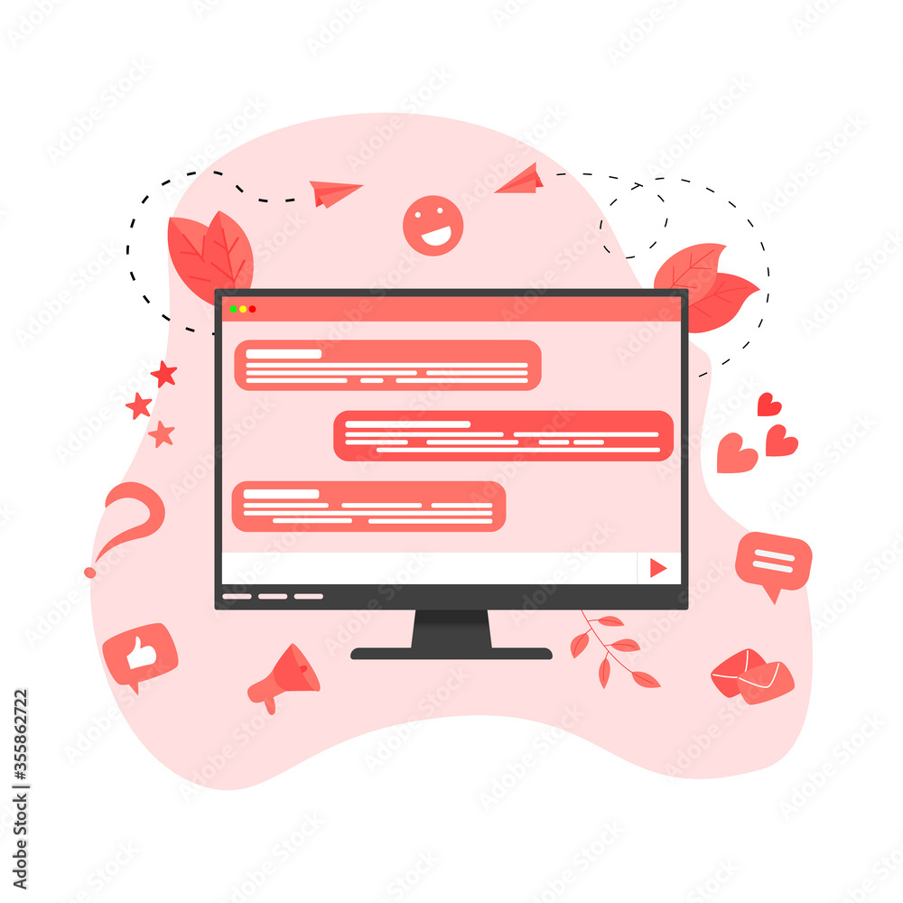 Vector illustration concept of communication in online chat.
Vector illustration concept of communication in online chat.