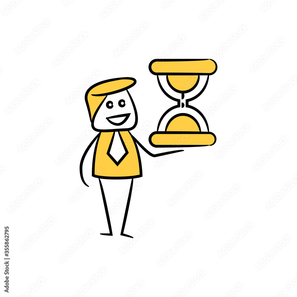 businessman holding hourglass stick figure design