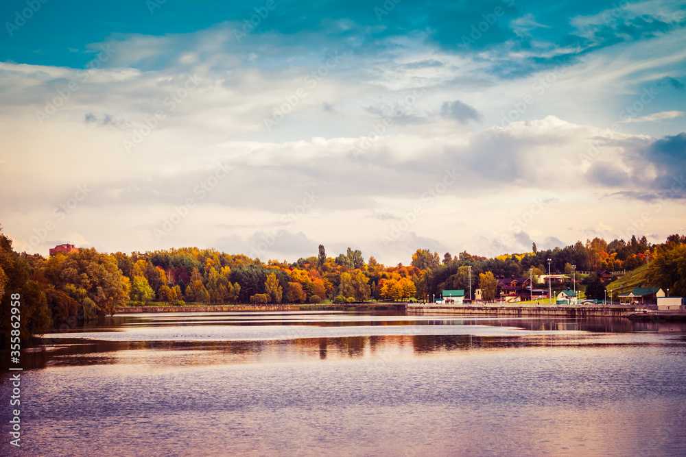 Landscape of the city park of the city of Minsk
