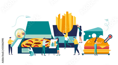 vector illustration, food quality control, fast food street food