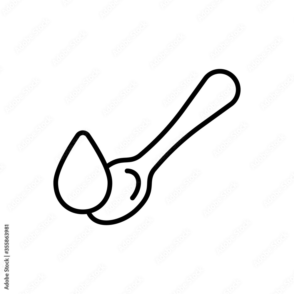 Teaspoon With Drop Dose Of Oil Syrup Medicine Linear Icon Of Pour teaspoon-with-drop-dose-of-oil-syrup-medicine-linear-icon-of-pour
