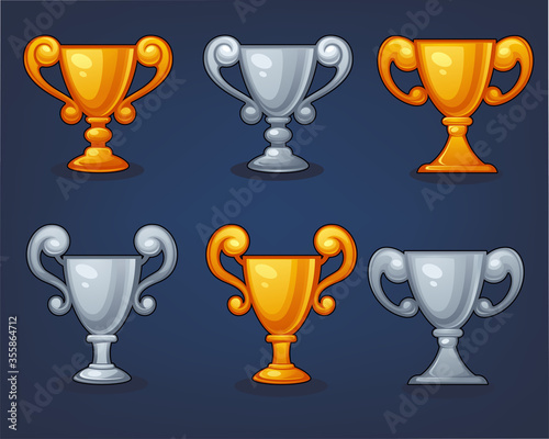 gold and silver trophey cup for your mobile game