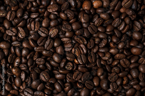 many coffee beans, coffee background