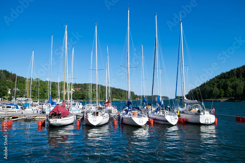 Sailing ships in the harbor at Valdemarsvik, Sweden.