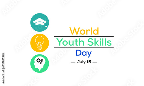 Vector illustration on the theme of World Youth skills day observed each year on July 15 across the globe.