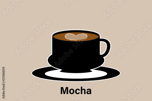 Mocha cup of hot coffee, Drinks menu in the restaurant. Vecter ESP10