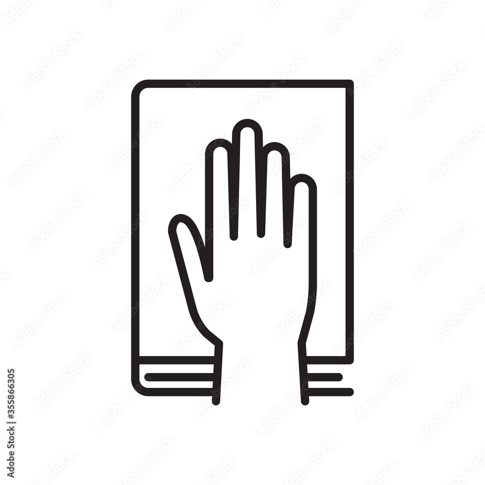 Human hand and bible in oath icon. Human hand and bible in oath icon.