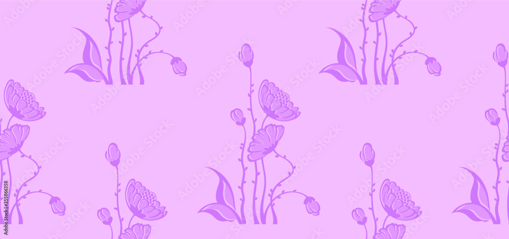 Obraz premium Daisy flower ornamental seamless texture, vector template