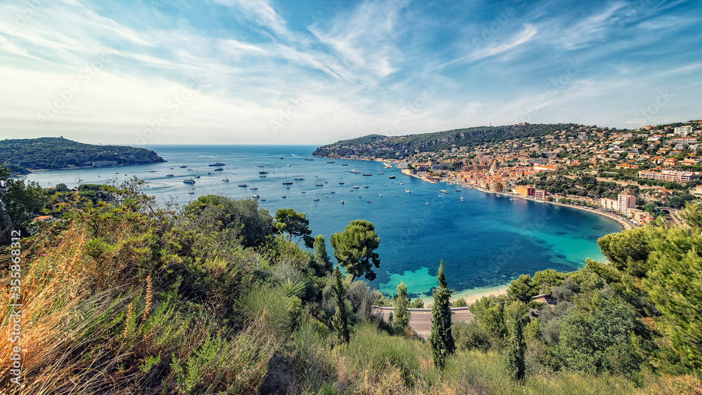 Villefranche-sur-mer on the French Riviera in summer