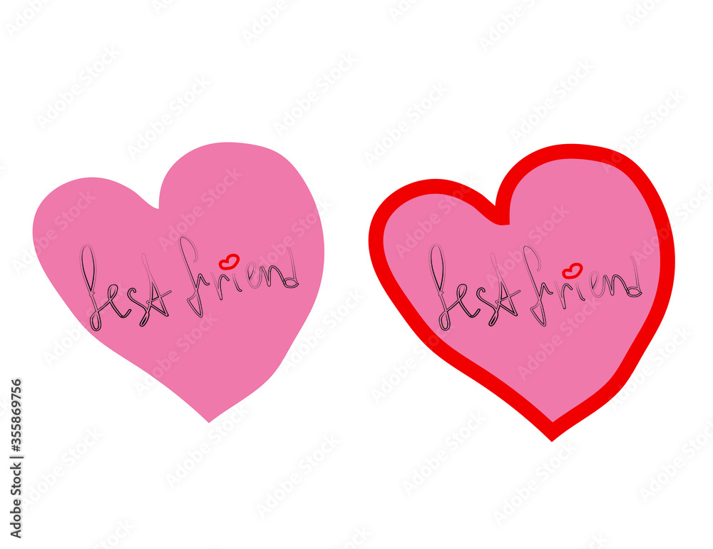 Vector pink heart. Simple illustration of heart to best friend. 