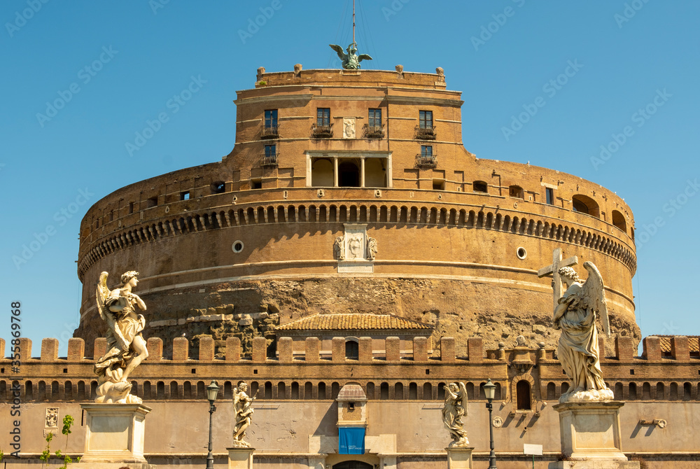 Rome, Italy - May 31 2020: The Mausoleum of Hadrian, usually known as Castel Sant'Angelo.