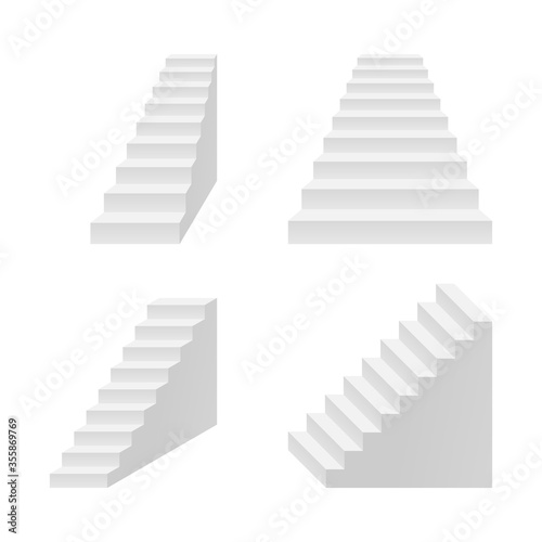 Vector stairs in perspective and isometric view - stairway for business concept  progress  growth  career or evolution progress