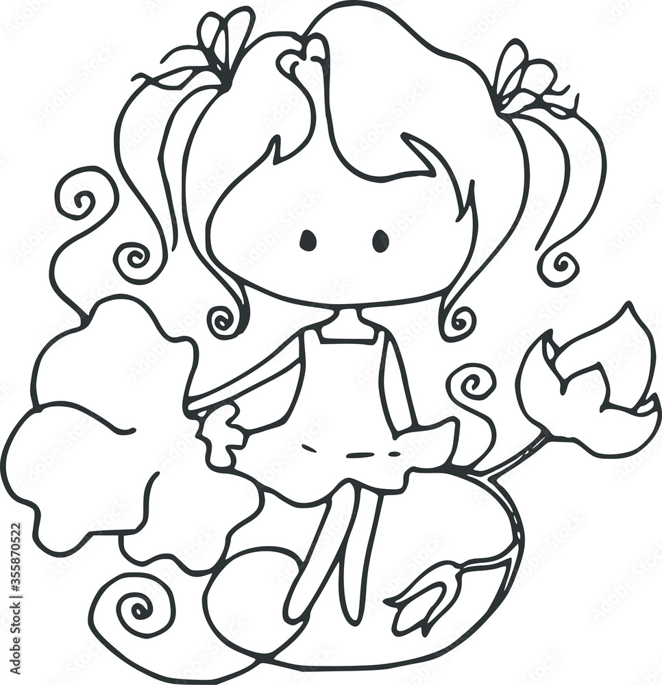 Fototapeta premium cartoon beautiful girls 