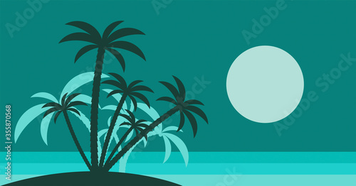 isola tropicale, spiaggia, palme, estate