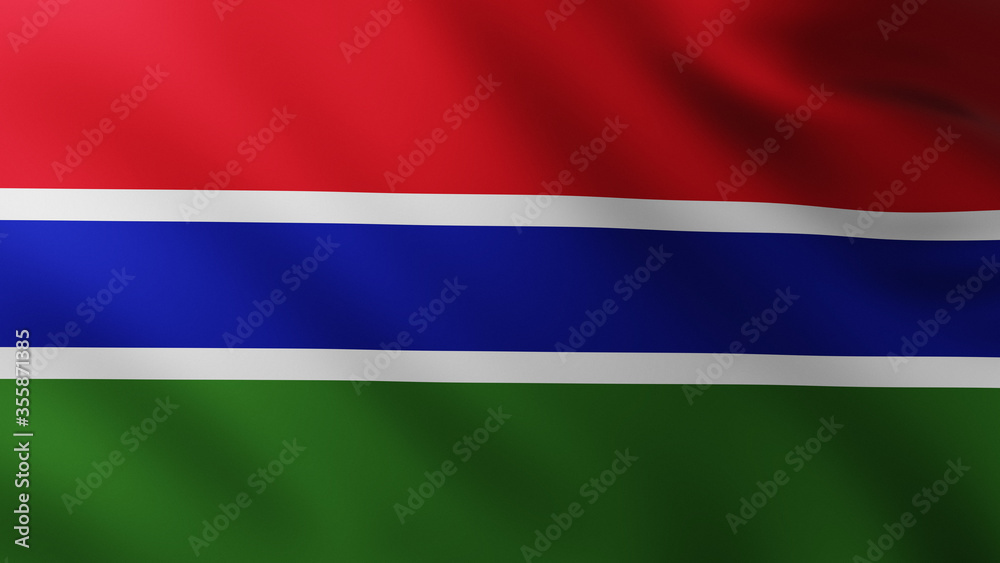Large Flag of Gambia fullscreen background in the wind