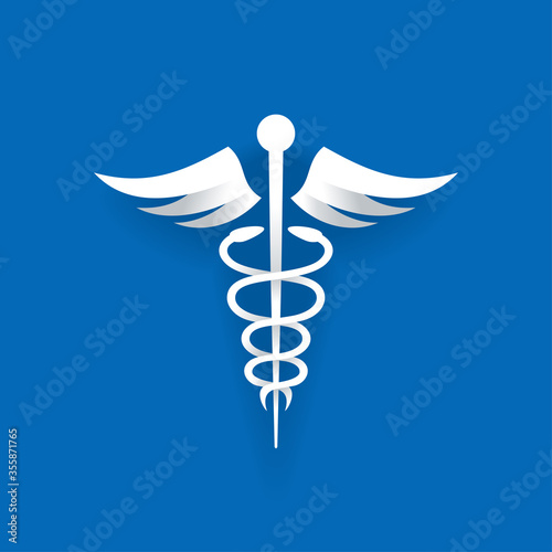 Caduceus symbol - medical center, pharmacy, hospital with popular sign of medicine - vector logo template