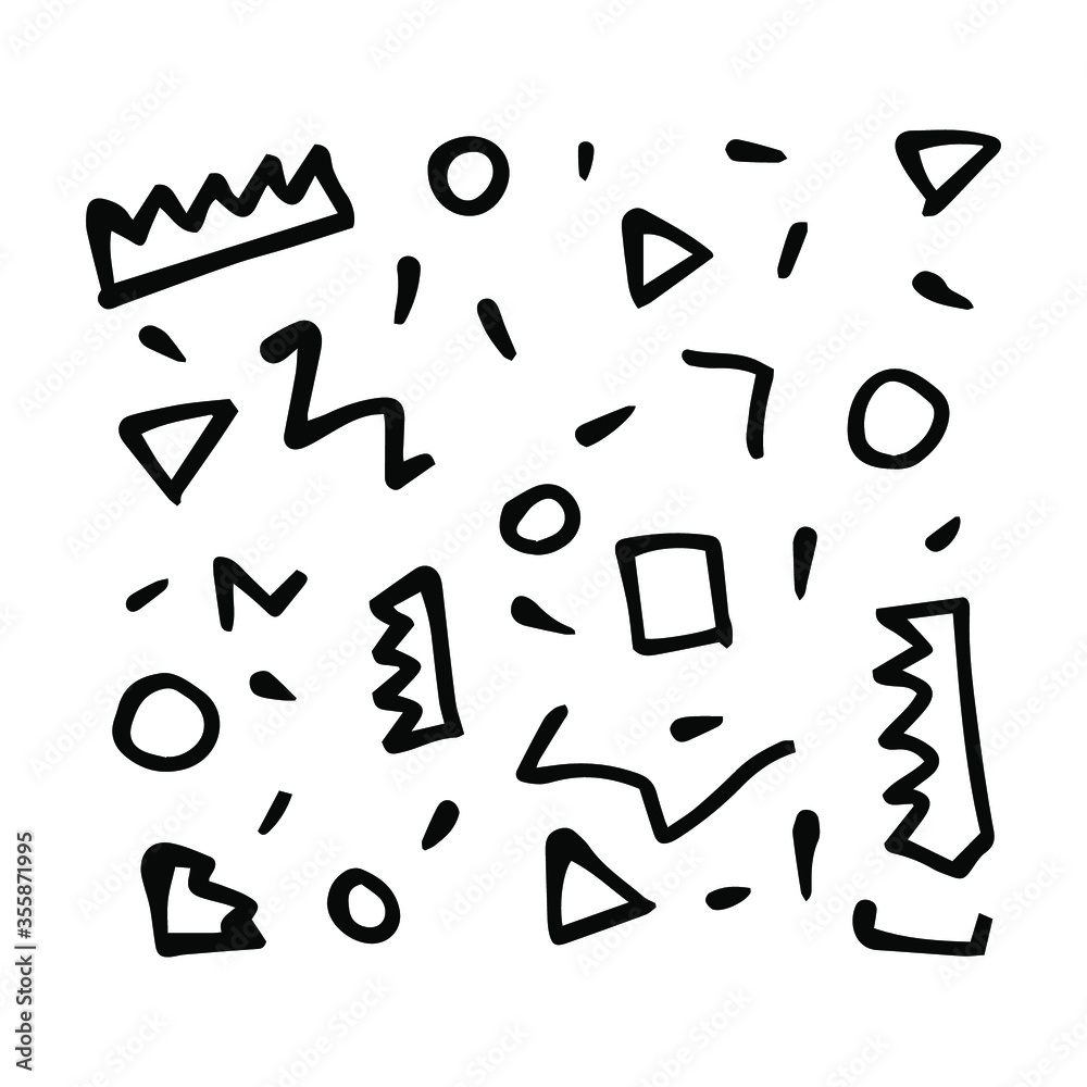 Hand-drawn black and white memphis pattern. Hand-drawn black and white memphis pattern.