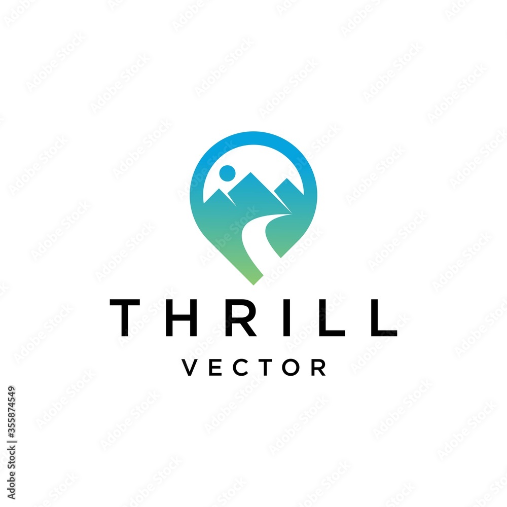 thrill submit logo,location with mountain image design vector illustration thrill submit logo,location with mountain image design vector illustration