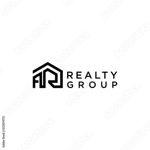 ar logo design with home real estate concept vector illustration 