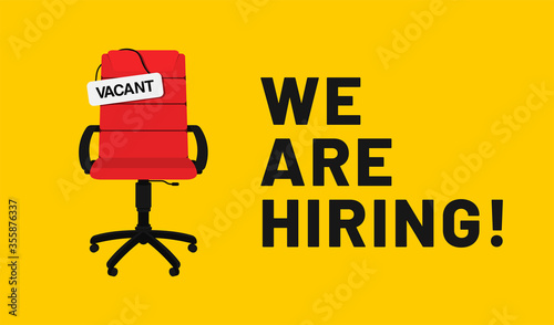 We are hiring, open vacancy. Hiring and recruitment banner design. Vacant position, join our team. Business hiring and recruiting concept