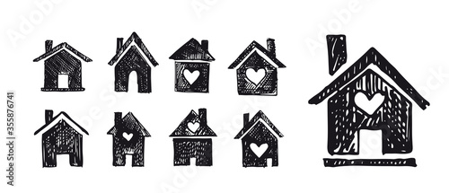 House icon hand drawn illustration