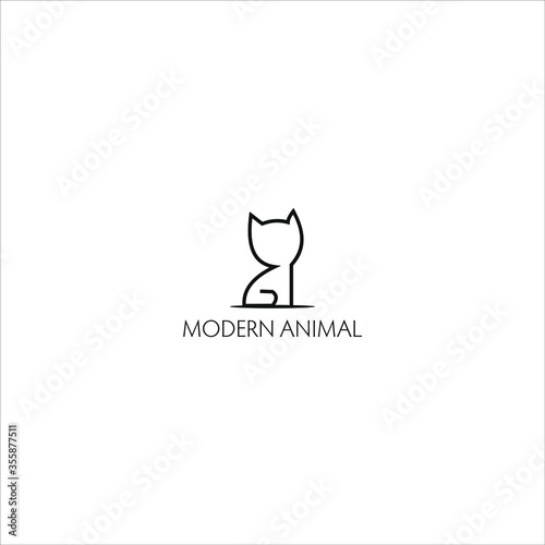 Modern fun outline silhouette cat in black color. animal logo template. 