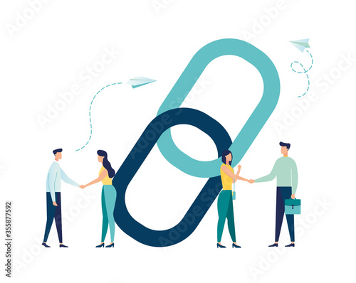 vector illustration, handshake concept, link as a strong union and cooperation