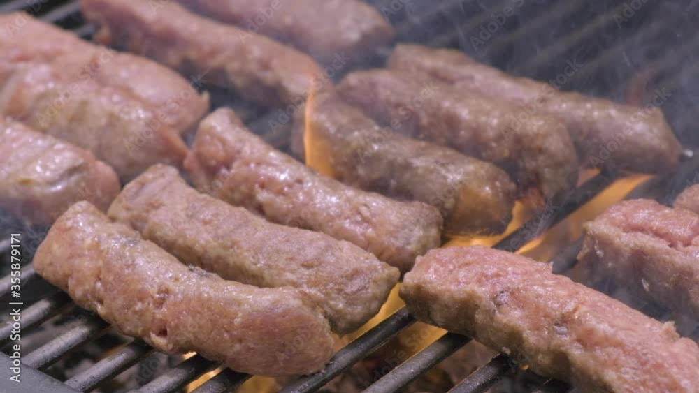 4k video of Barbecue food on hot grill. 4k video of Barbecue food on hot grill.
