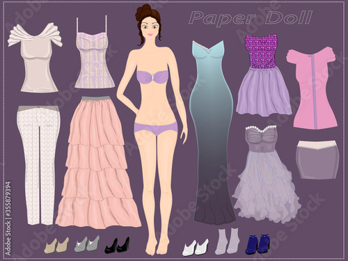 Dress up cute paper doll. Templates doll